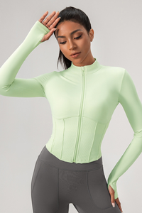 Women’s Stand-Collar Panelled Slim-Fit Athletic Jacket