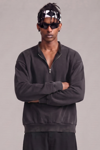 Men's Fall Vintage Washed Fleece Quarter Zip Sweatshirt