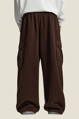 Unisex Solid Spray Dye Cargo - Wide Leg Patchwork Pants