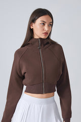 Women'S Loose Yoga Hooded Crop Jacket