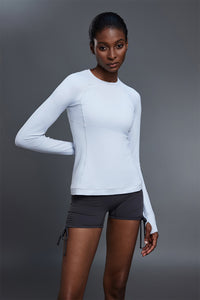 Women Round Neck Slim Fit Long Sleeve Workout Top