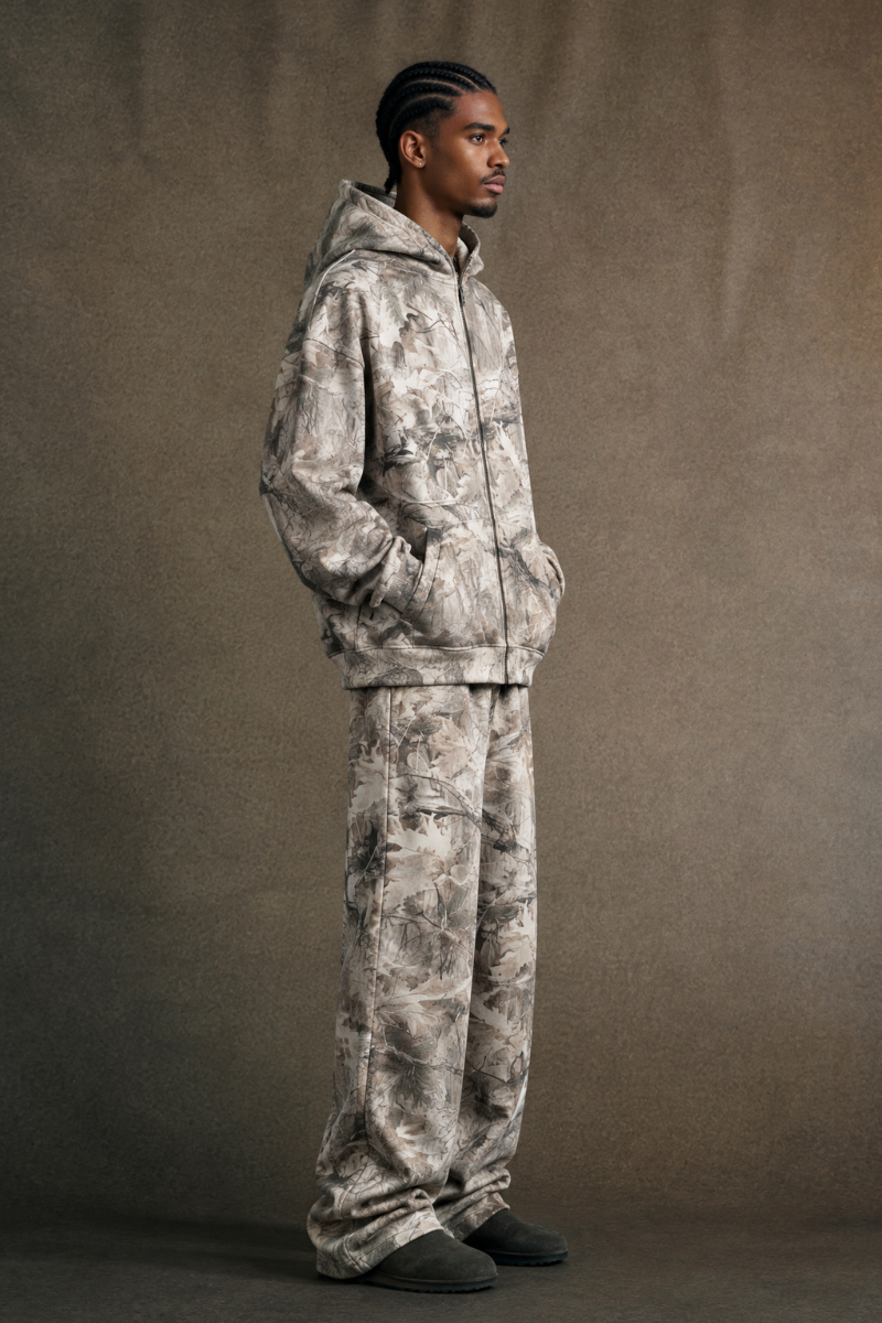 Men's Loungewear Sets:Camo Hooded Jackets & Casual Pants