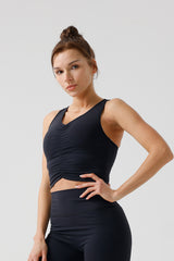 Women Sensual Drawstring Outer Wear With Bust Eco-Friendly Recycled Cotton High Strength Fitness Sports Bra