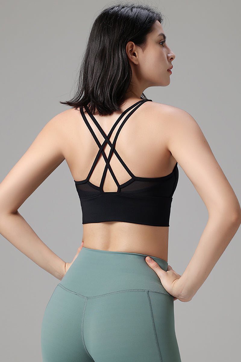 Women Mesh Cross Back Sport Bra