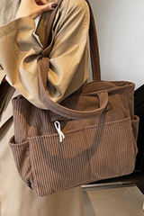 Women's Fall Vintage Corduroy Hand-Carry & Shoulder Tote Bag