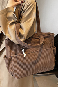 Women's Fall Vintage Corduroy Hand-Carry & Shoulder Tote Bag
