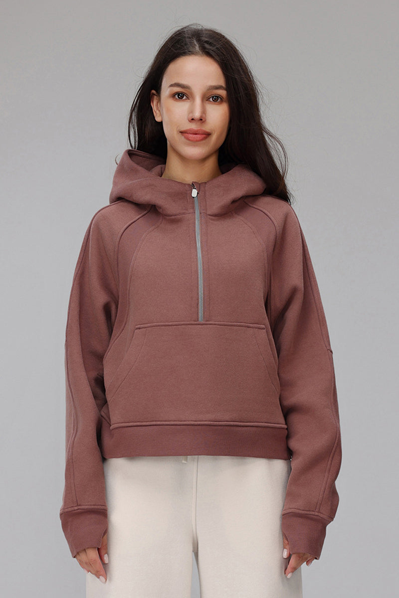 Women Cropped Fleece Hooded Hoodie