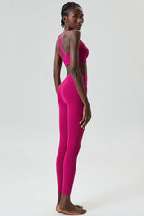 Women Wave Liquid Seamless High Stretch Midweight Yoga Set - Removable Cup Bra & Contoured Tights