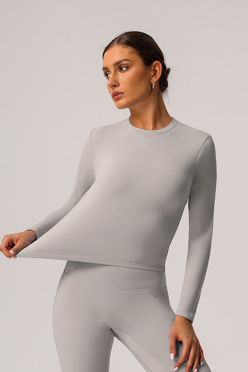 Women Light Fleece Sports Casual Long-Sleeved T-Shirt