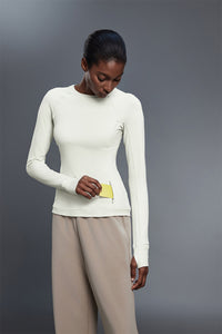 Women Round Neck Slim Fit Long Sleeve Workout Top