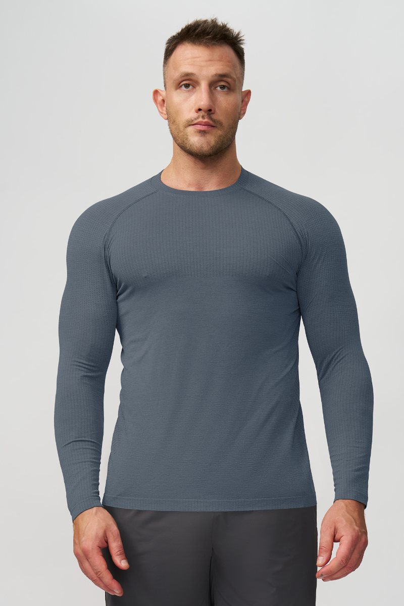 Men's Seamless Quick-Dry Athletic Long Sleeve T-shirt