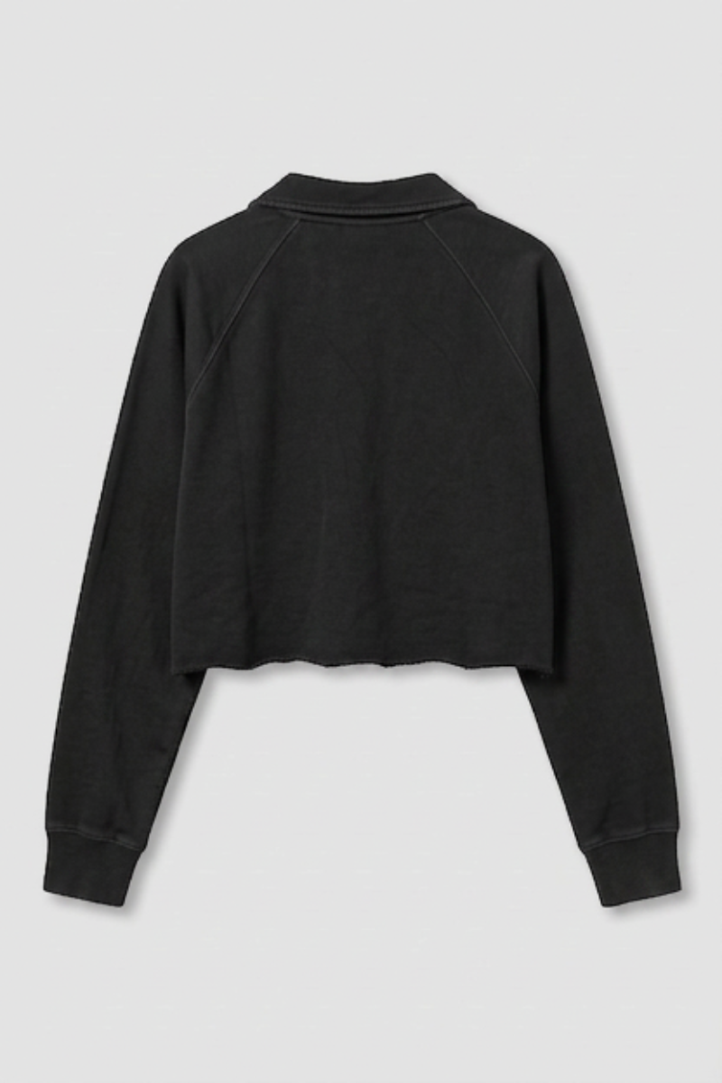 Women's Fall Cropped Collar Half Button Loose Sweatshirt