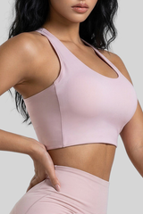 Women's Halter Twist‑Back Sports Bra With Built‑in Pads