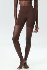 Women Wave-Edged High-Waist Quick-Dry Tight-Fit Yoga Cycling Mid-Length Sports Shorts