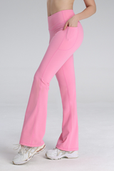 Women's High-Waisted Side Pocket Sports Flared Yoga Pants