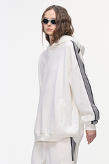 Women's 350g Color Block Side Stripe Ribbed Cuff Hoodie