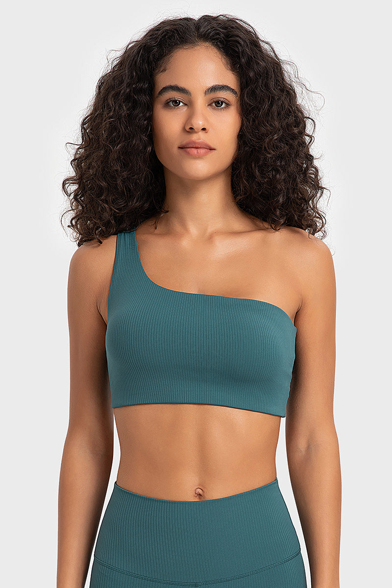 Women's Ribbed Single Strap Sports Bra