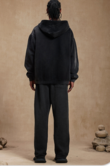 Zipper-fastened hoodie and pants set