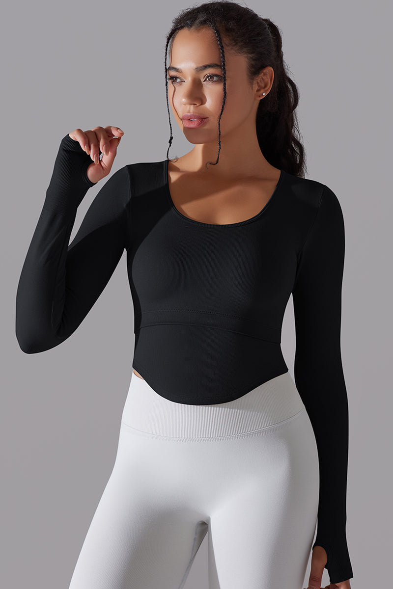 Seamless Women'S Thumbhole Yoga Sport Long Sleeve