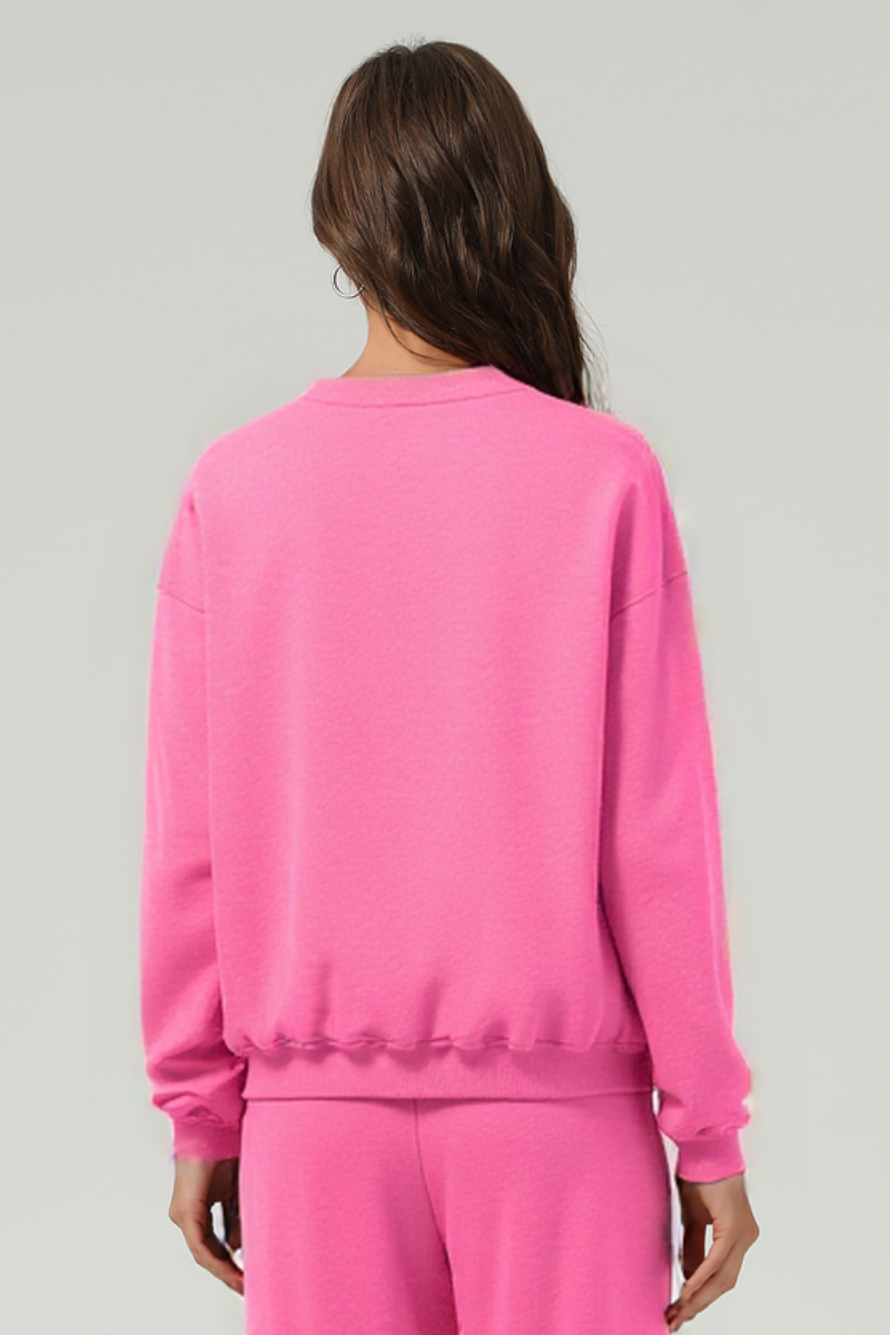 Loose fleece-lined thick round-neck sweatshirt
