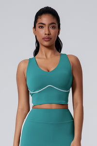 Women Wide Strap Built-In Bra Medium Support Yoga Workout Tank Top