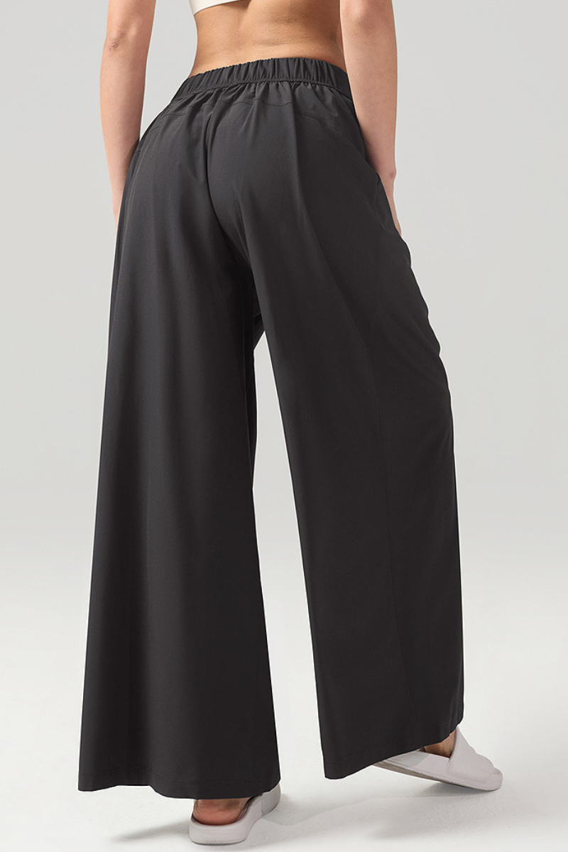 Women's Pleated Drapey Relaxed Fit  Solid Wide-Leg Pants