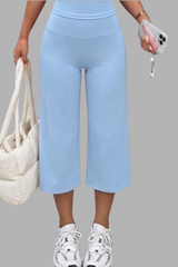 Women's High-Waist Wide-Leg Sports Yoga Cropped Pants