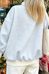 Women's Fall Southern Style Soft Striped Mock Neck Sweatshirt