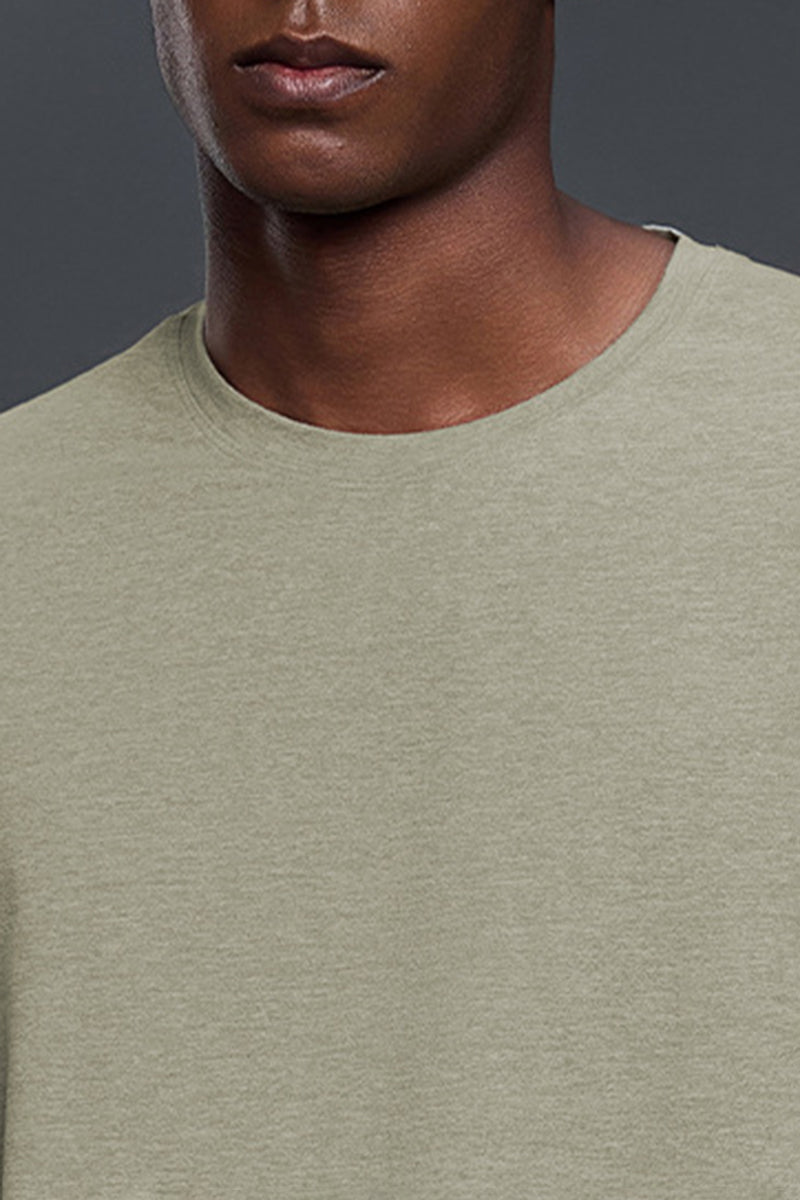 Men Round Neck Breathable Stretchy Casual Sport Long Sleeves