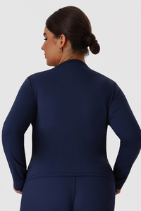 Plus Size Women's Crew Neck Fitted Long Sleeve T-shirt