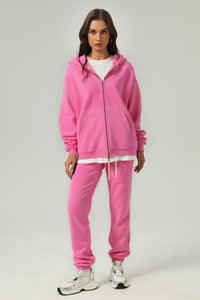 Unisex Fleece Zip-Up Hoodie Set: Pullover + Sweatpants