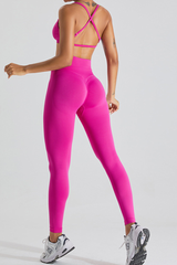 Women's Athletic Set:Cross Back Bra And High-Waist Leggings