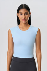 Women Sleeveless Built-In Bra Cutout Back Naked-Feel Yoga Fitness Tank Top