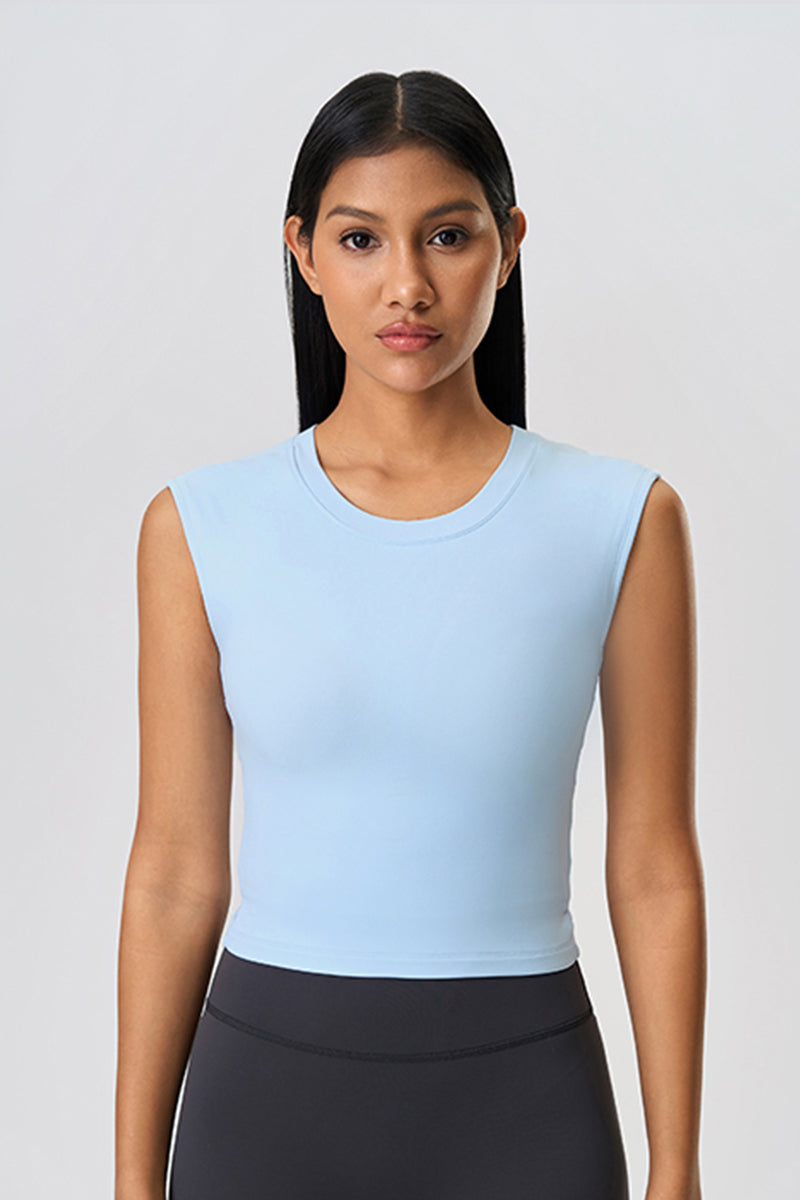 Women Sleeveless Built-In Bra Cutout Back Naked-Feel Yoga Fitness Tank Top