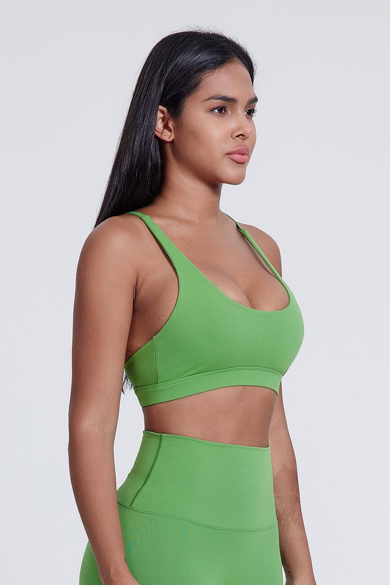 Women'S Crossover Backless Outdoor Gym Tank Top Style Bra With Bra Pads