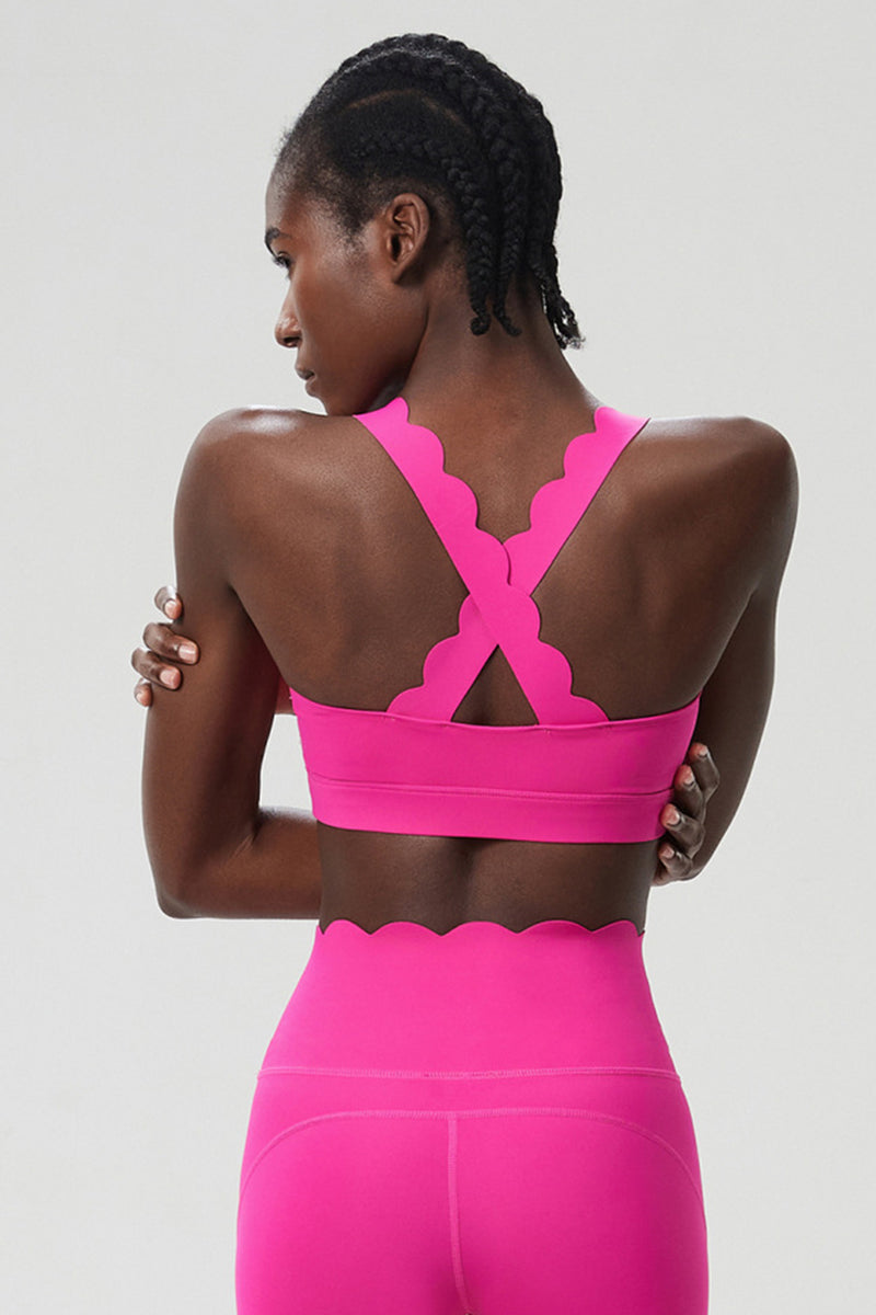 Women Wave-Edge Double-Strap High-Impact Quick-Dry Sports Bra