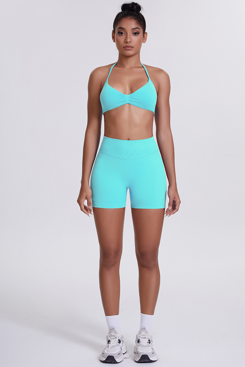 Women's Seamless Sports Bra & Athletic Shorts Two-Piece Set