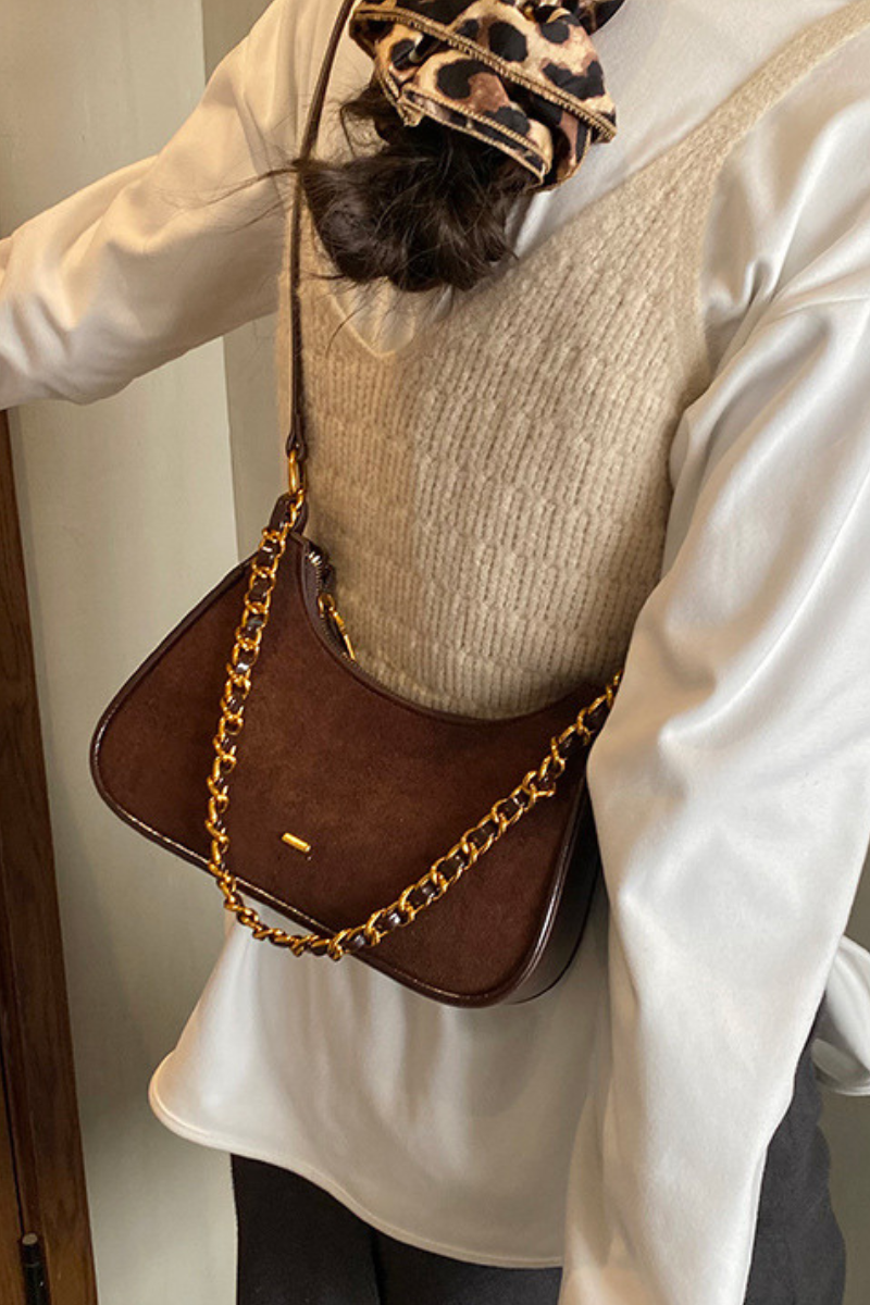 Women's Retro Thick Chain Strap Minimalist Shoulder Bag