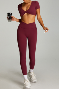 Women's Set:Twist-Front Tank TopTank Top And High Waist Leggings