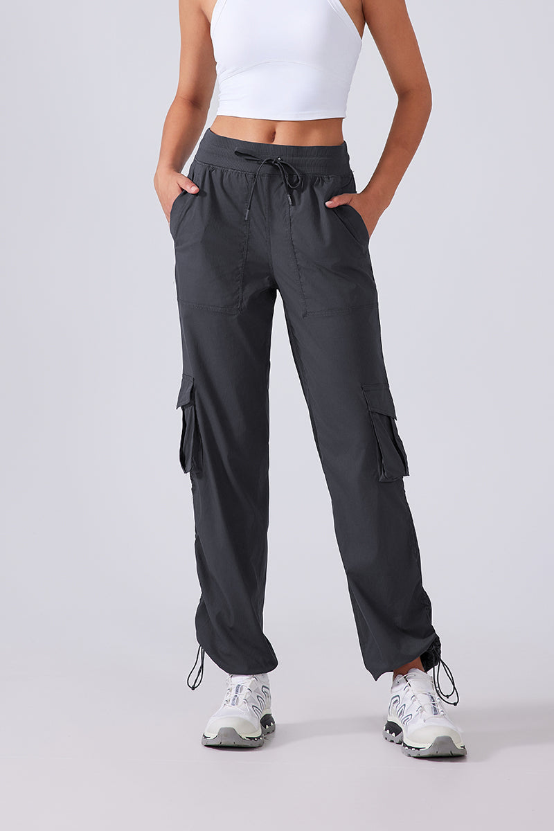 Women Lightweight Quick Dry Multi-Pocket Outdoor Running Sports Fitness Workwear Wide Leg Casual Pants