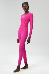 Women Plus-Size Lycra Naked-Feel High-Waisted Seamless Yoga Training Set: Side-Slit Top + Sculpting Leggings