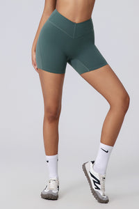 Women V-Waist High Rise Shaping Hip Lift Yoga Shorts
