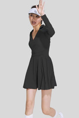 V-neck tennis sports skirt dance golf long sleeve dress