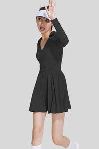 V-neck tennis sports skirt dance golf long sleeve dress