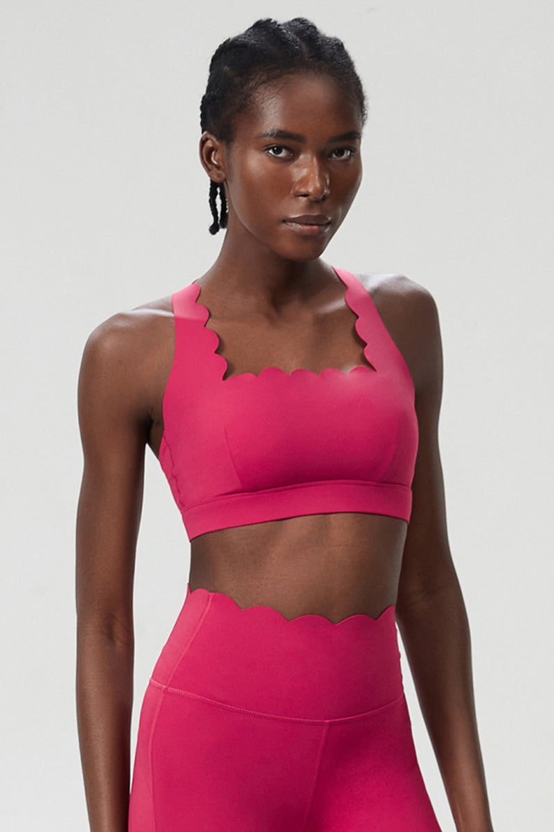 Women Wave-Edge Double-Strap High-Impact Quick-Dry Sports Bra