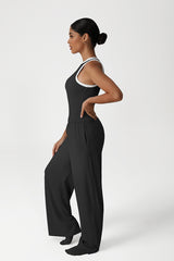 Women Loose-Fit Straight-Leg Yoga Set: Tank Top + Wide-Leg Pants