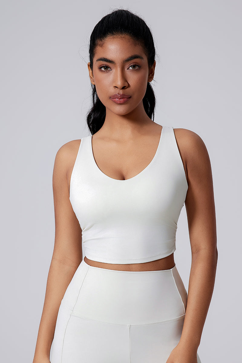 Women Open-Back Naked-Feel Yoga Built-In Bra Waist-Cinching Workout Tank Top
