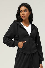 Women Zippered Jacket Hooded Casual Cardigan Jacket