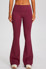 Women's Athletic Solid Pleated Buttocks Lift Flare Pants