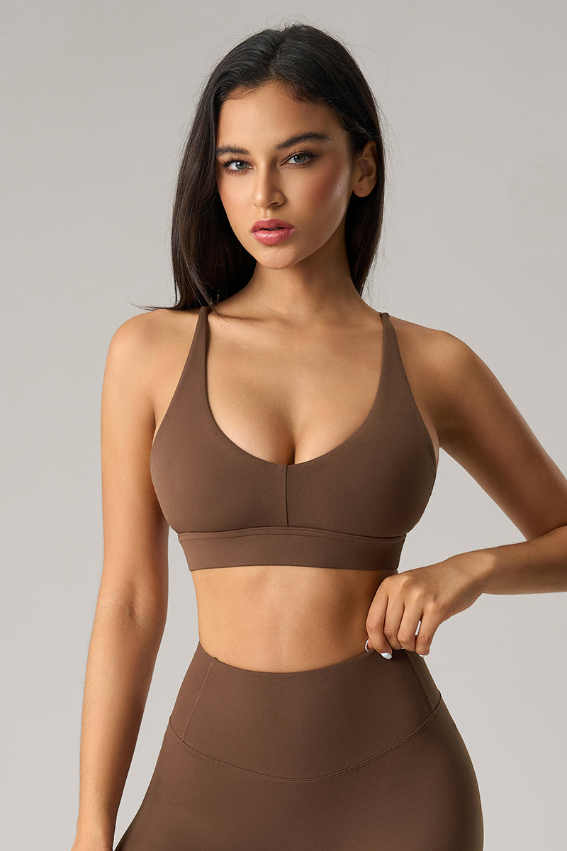 Women V-Neck Wire-Free Sculpting High-Support Yoga Sports Bra